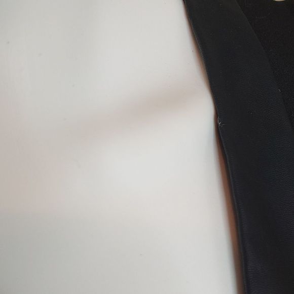 Zara Trafaluc Black V-neck Faux Leather Mixed Media Mini Dress Small NWT Defects - Picture 5 of 11